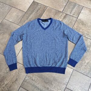 Quinn Cashmere & Silk V Neck Soft Luxurious Sweater Size M Blue